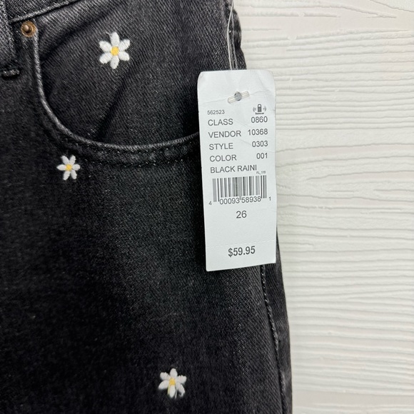 PacSun Black Daisy High Waisted Straight Leg Jeans 26 - Picture 10 of 11